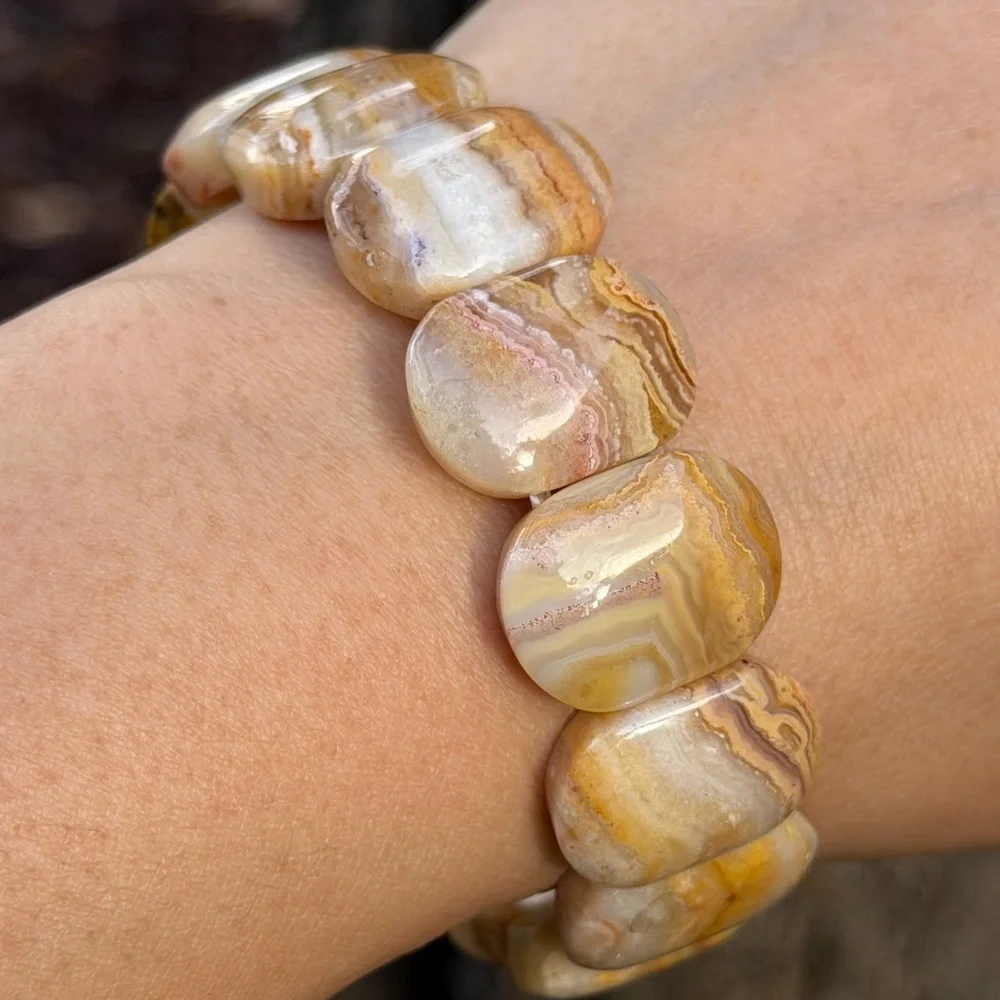 Stretchable‎ crazy lace agate soft bangle 0910